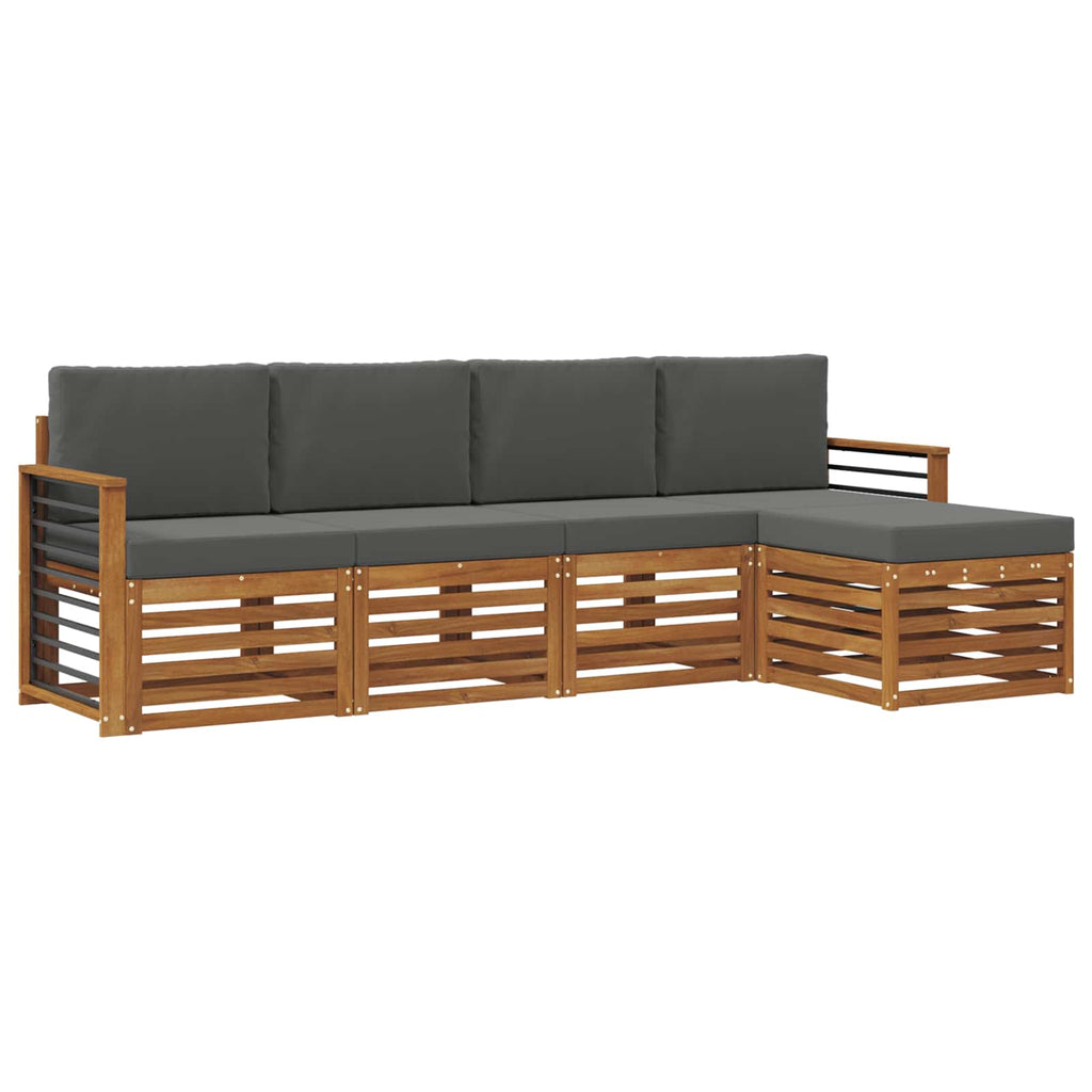 Outdoor-Sofagarnitur mit Kissen 5 pcs Natur und Anthrazit