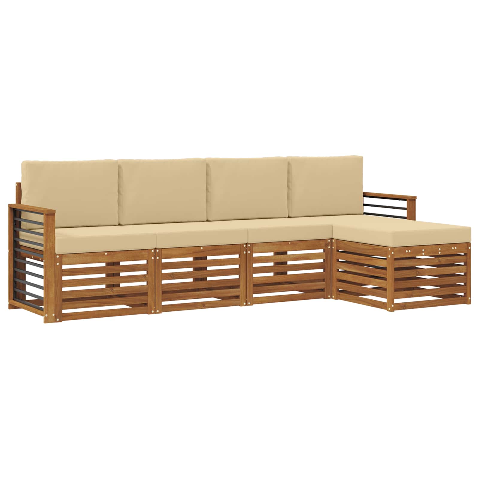 Outdoor-Sofagarnitur mit Kissen 5 pcs Natur und Beige