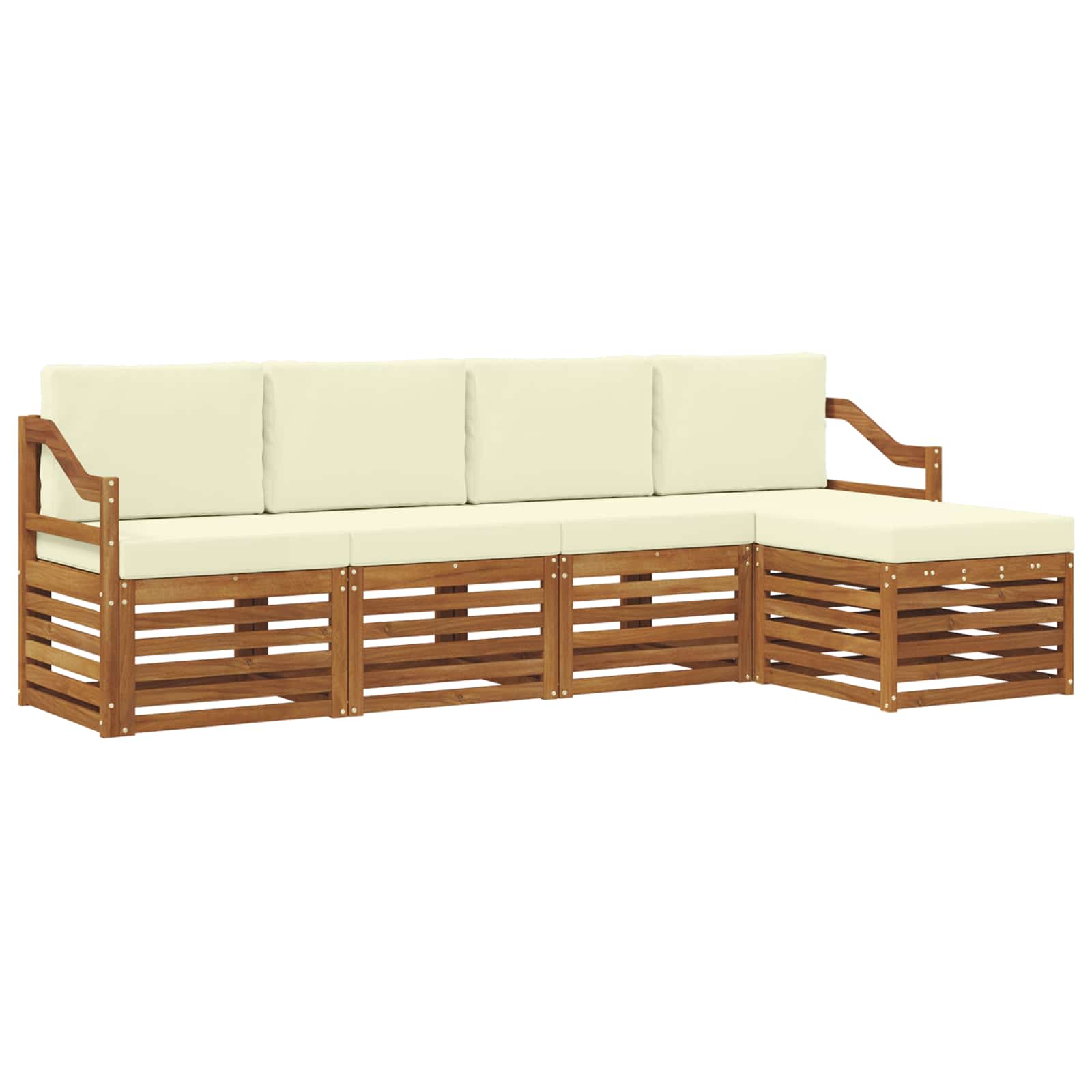Outdoor-Sofagarnitur mit Kissen 5 pcs Natur und Creme