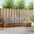 Outdoor-Sofagarnitur mit Kissen 5 pcs Natürlich und Hellgrau