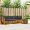 Outdoor-Sofagarnitur mit Kissen 5 pcs Natur und Anthrazit