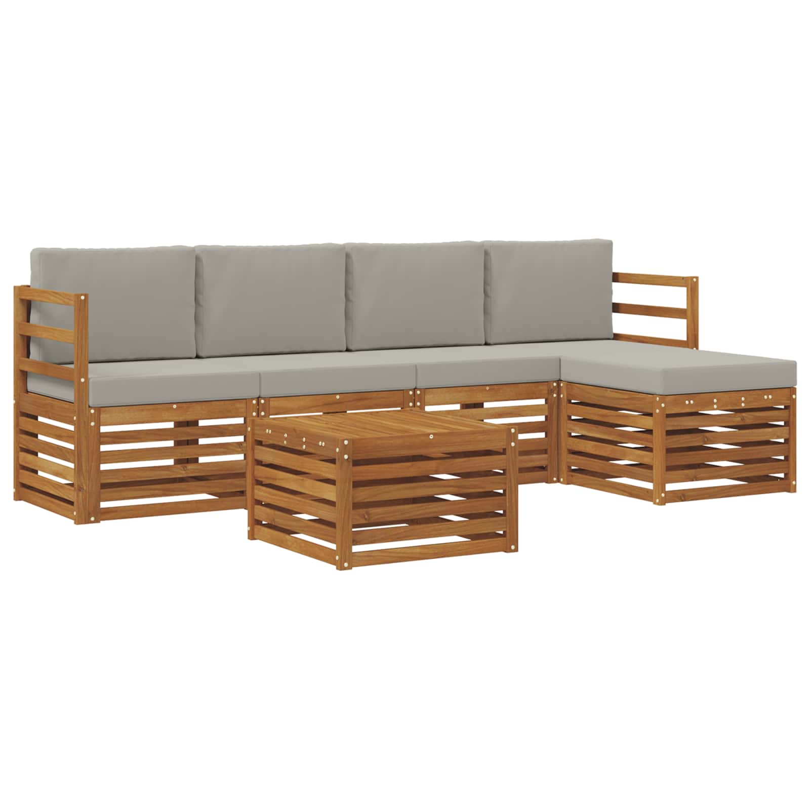Outdoor-Sofagarnitur mit Kissen 6 pcs Natürlich und Hellgrau