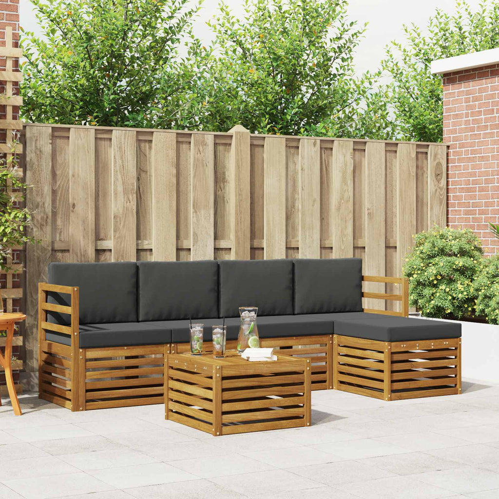 Outdoor-Sofagarnitur mit Kissen 6 pcs Natur und Anthrazit