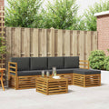 Outdoor-Sofagarnitur mit Kissen 6 pcs Natur und Anthrazit
