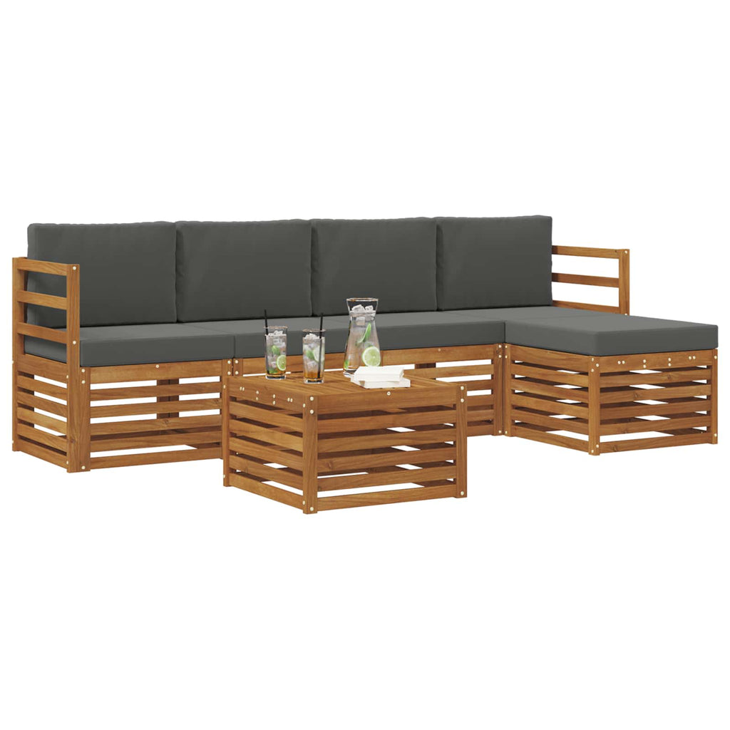 Outdoor-Sofagarnitur mit Kissen 6 pcs Natur und Anthrazit