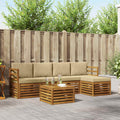 Outdoor-Sofagarnitur mit Kissen 6 pcs Natur und Beige