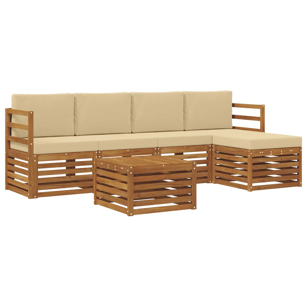 Outdoor-Sofagarnitur mit Kissen 6 pcs Natur und Beige
