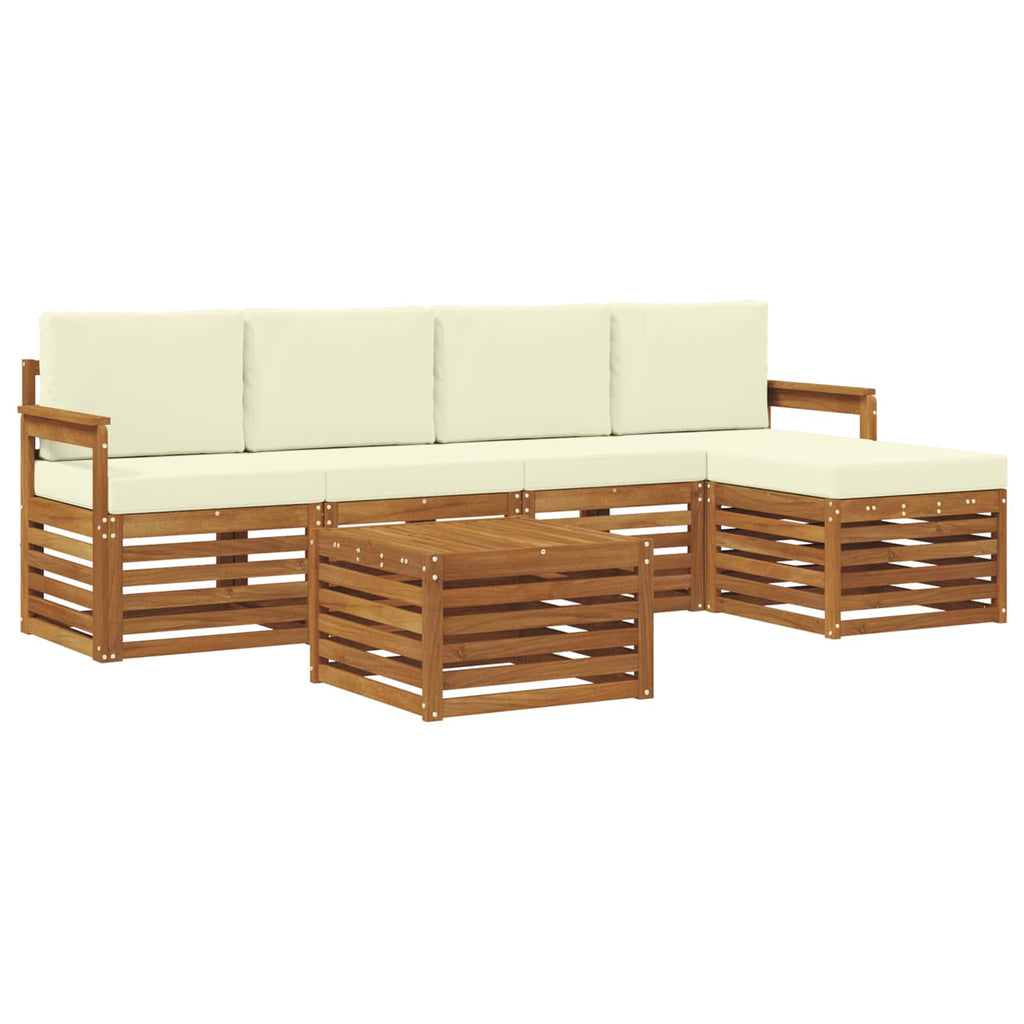 Outdoor-Sofagarnitur mit Kissen 6 pcs Natur und Creme