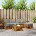 Outdoor-Sofagarnitur mit Kissen 6 pcs Natürlich und Hellgrau