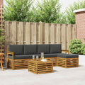 Outdoor-Sofagarnitur mit Kissen 6 pcs Natur und Anthrazit