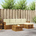 Outdoor-Sofagarnitur mit Kissen 6 pcs Natur und Creme