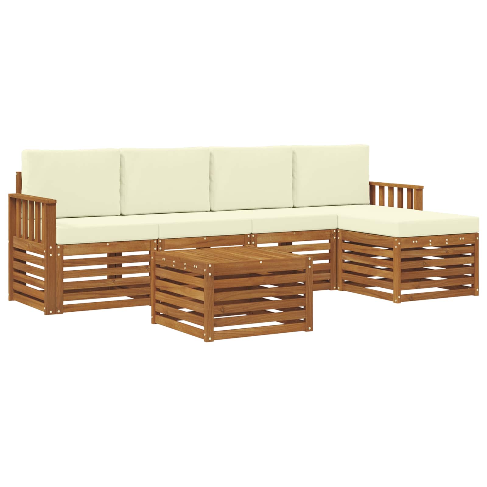 Outdoor-Sofagarnitur mit Kissen 6 pcs Natur und Creme