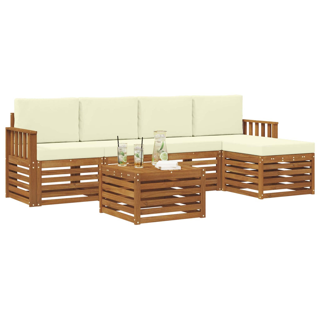 Outdoor-Sofagarnitur mit Kissen 6 pcs Natur und Creme