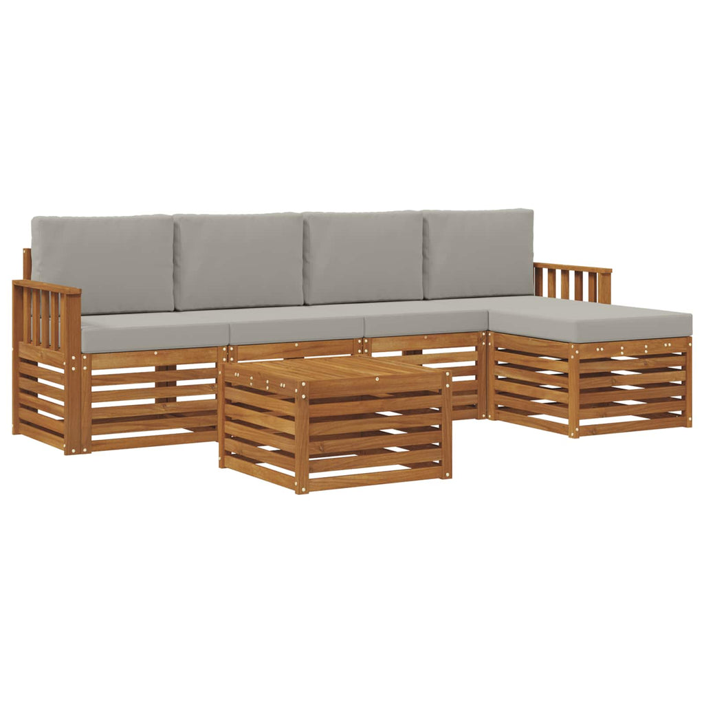 Outdoor-Sofagarnitur mit Kissen 6 pcs Natürlich und Hellgrau