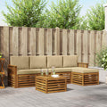 Outdoor-Sofagarnitur mit Kissen 6 pcs Natur und Beige