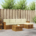 Outdoor-Sofagarnitur mit Kissen 6 pcs Natur und Creme