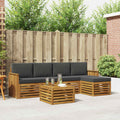 Outdoor-Sofagarnitur mit Kissen 6 pcs Natur und Anthrazit