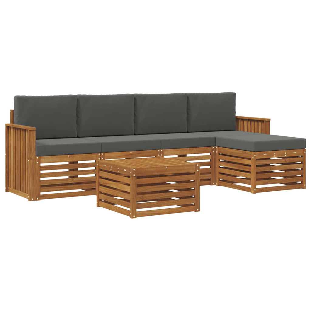 Outdoor-Sofagarnitur mit Kissen 6 pcs Natur und Anthrazit