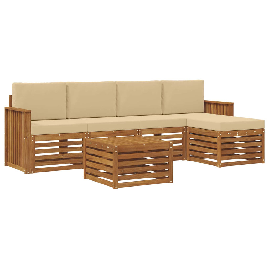 Outdoor-Sofagarnitur mit Kissen 6 pcs Natur und Beige