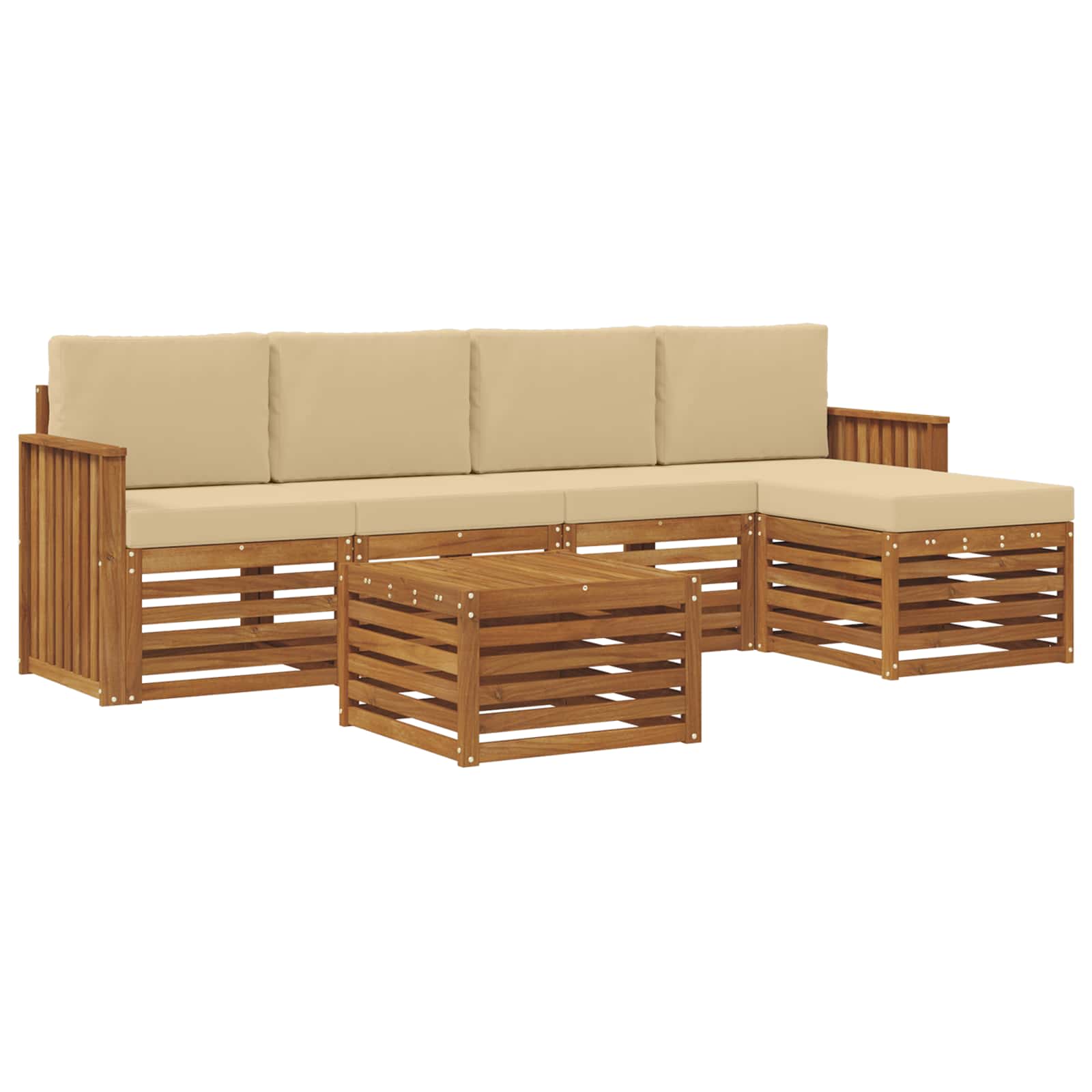 Outdoor-Sofagarnitur mit Kissen 6 pcs Natur und Beige