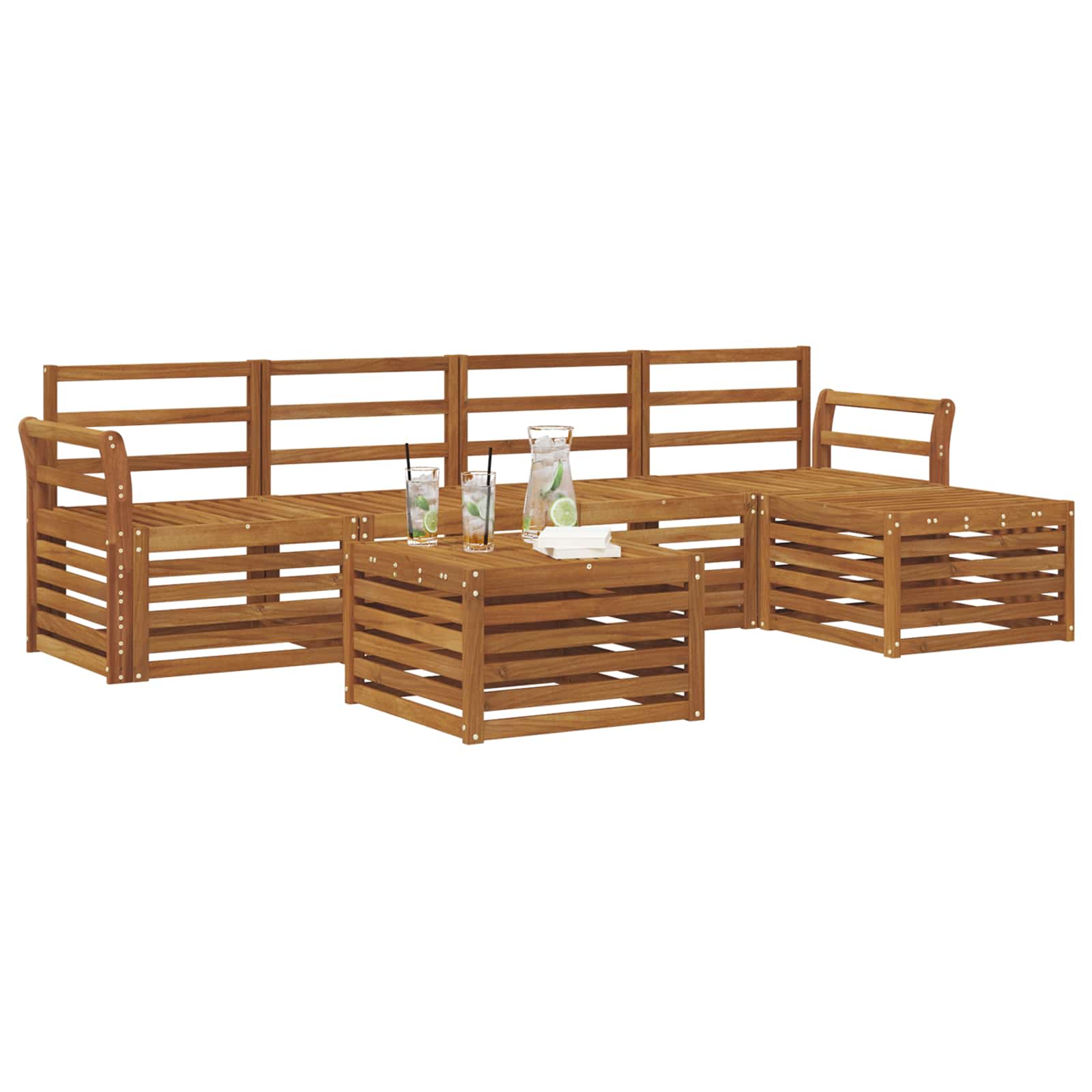 Outdoor-Sofagarnitur 6 pcs Natur