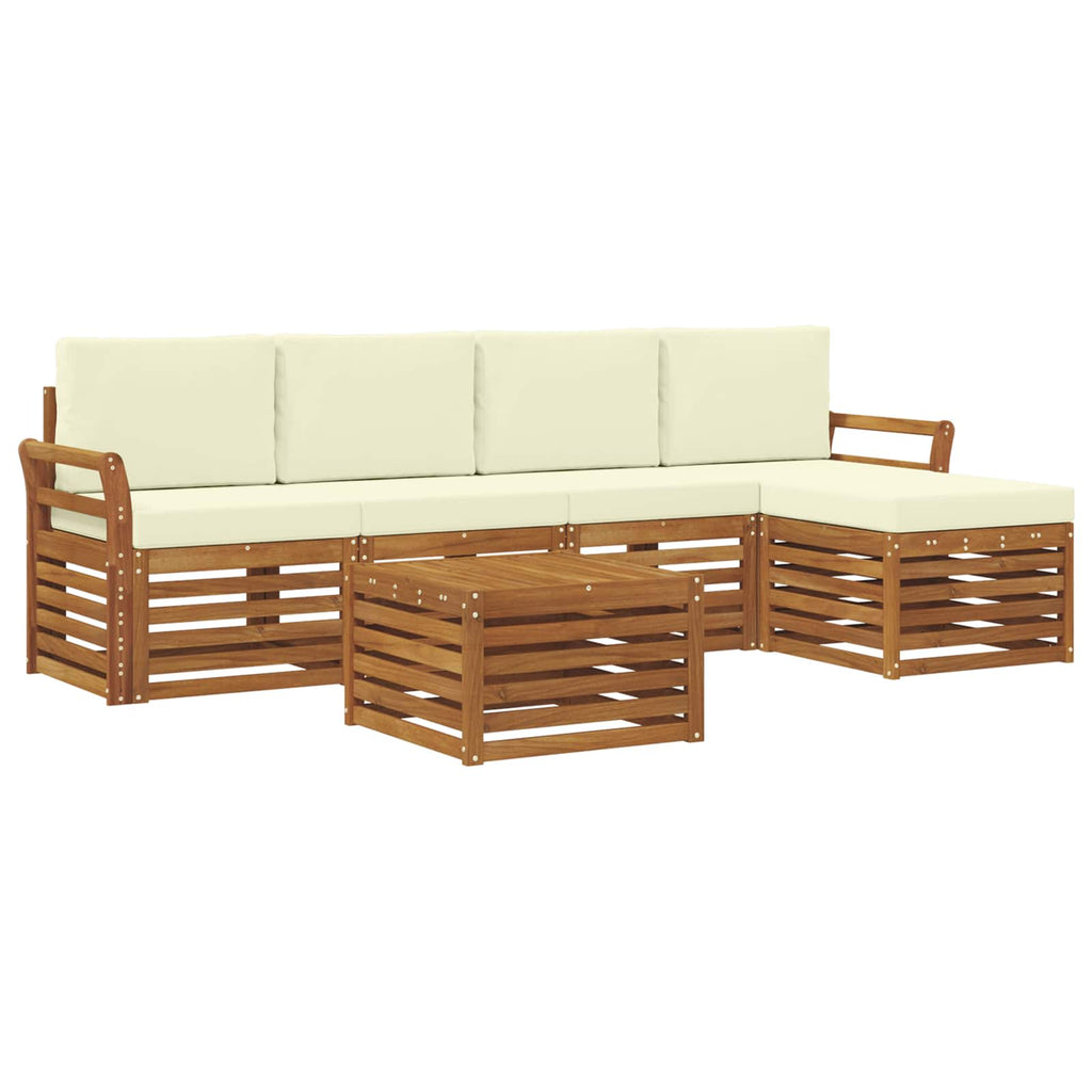 Outdoor-Sofagarnitur mit Kissen 6 pcs Natur und Creme