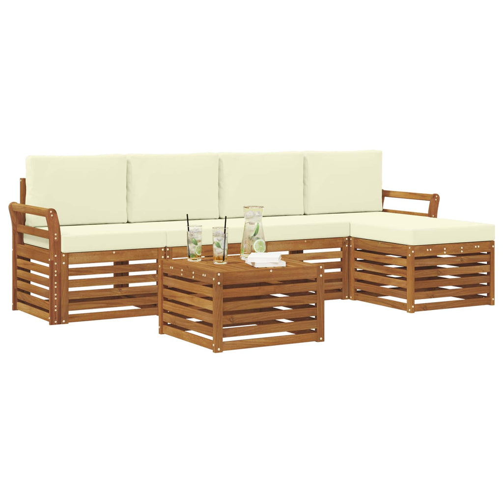 Outdoor-Sofagarnitur mit Kissen 6 pcs Natur und Creme