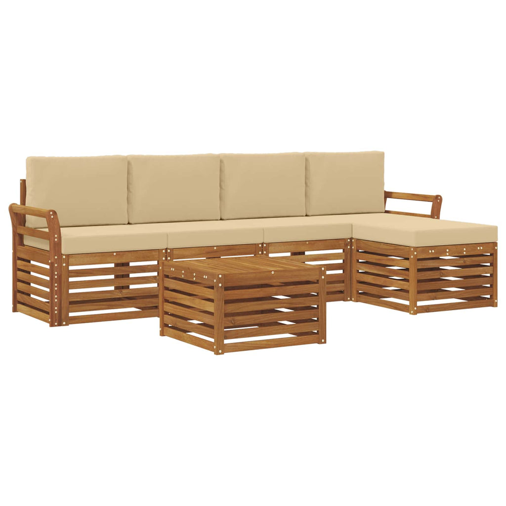 Outdoor-Sofagarnitur mit Kissen 6 pcs Natur und Beige