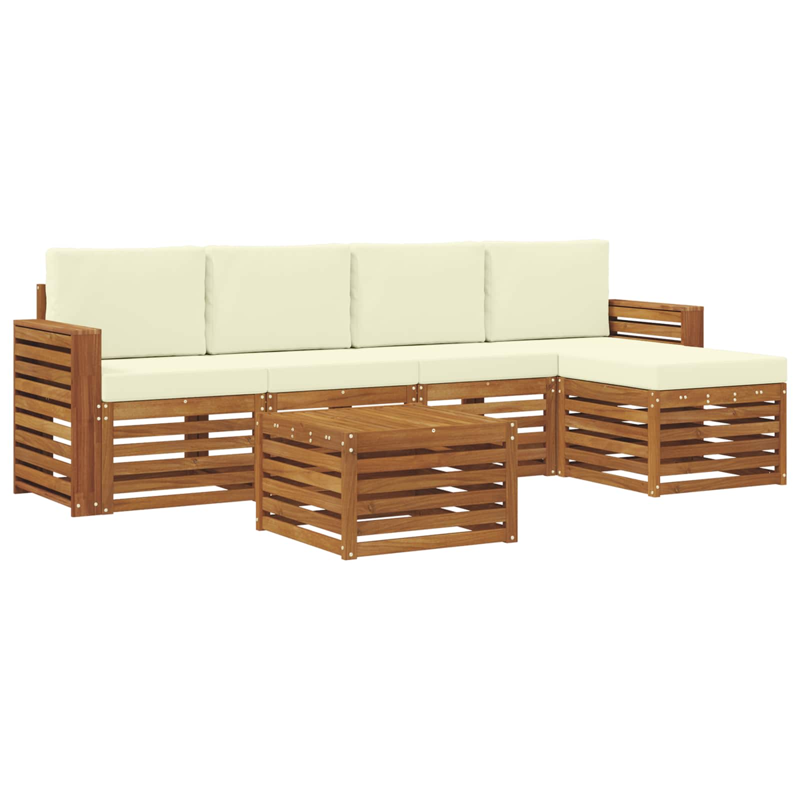 Outdoor-Sofagarnitur mit Kissen 6 pcs Natur und Creme