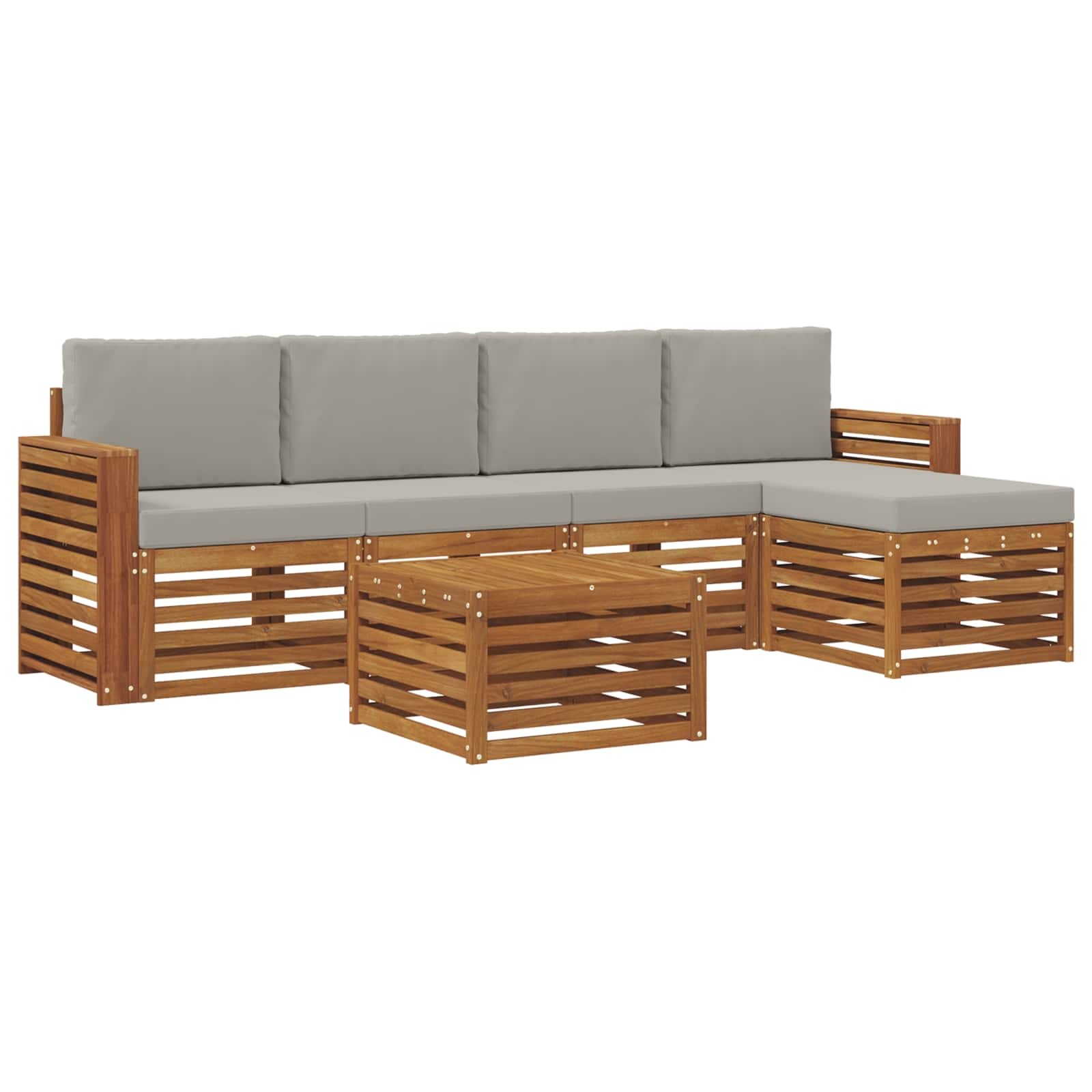 Outdoor-Sofagarnitur mit Kissen 6 pcs Natürlich und Hellgrau