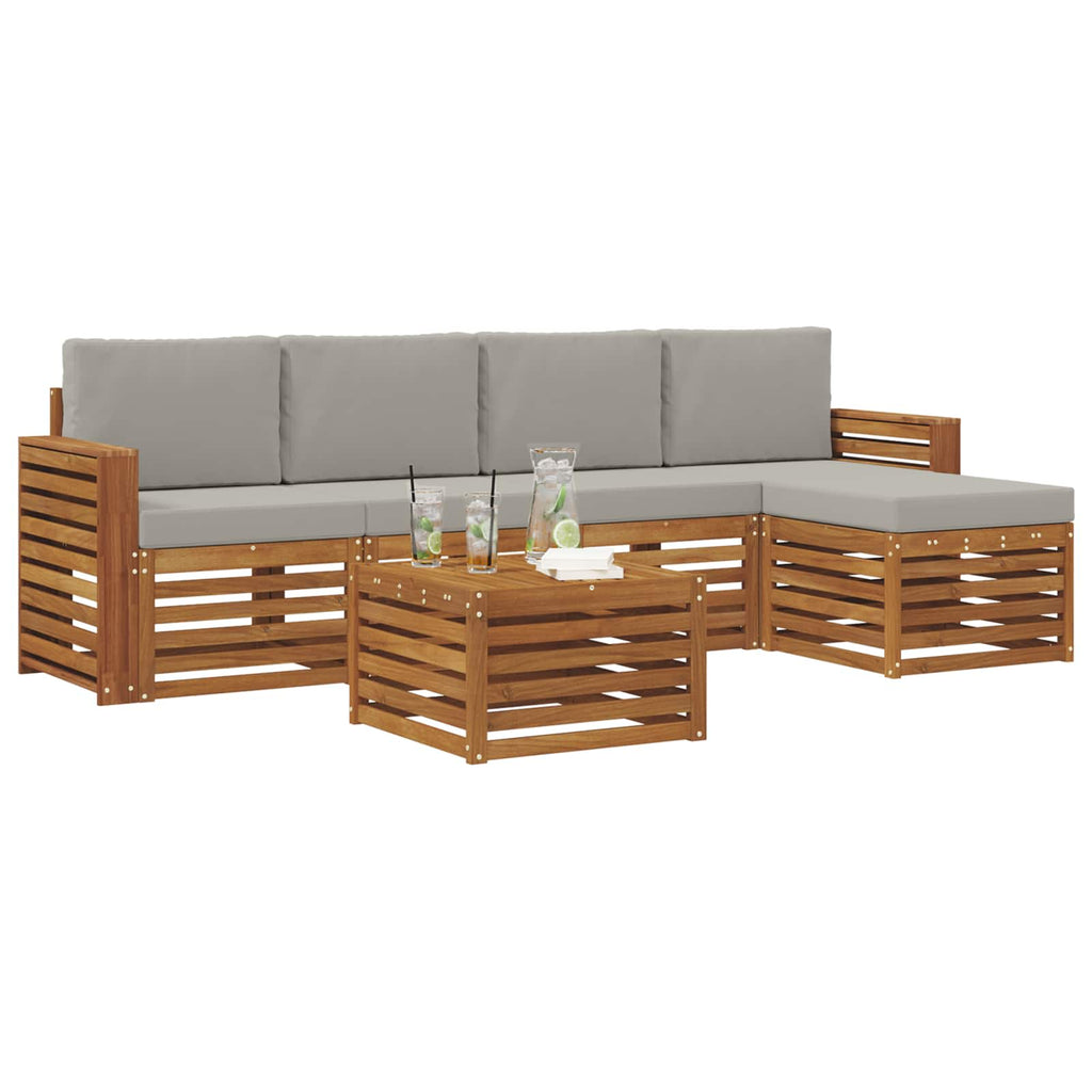 Outdoor-Sofagarnitur mit Kissen 6 pcs Natürlich und Hellgrau