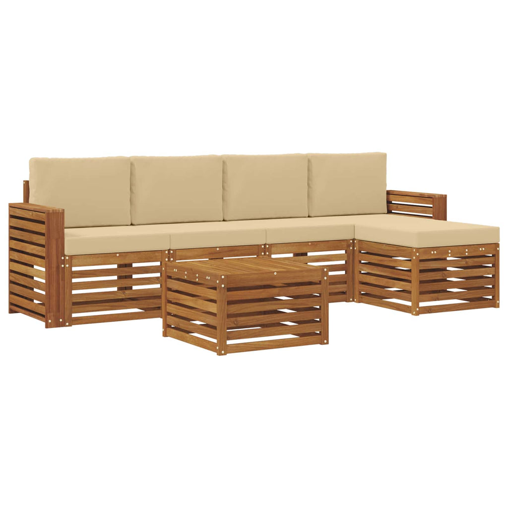 Outdoor-Sofagarnitur mit Kissen 6 pcs Natur und Beige