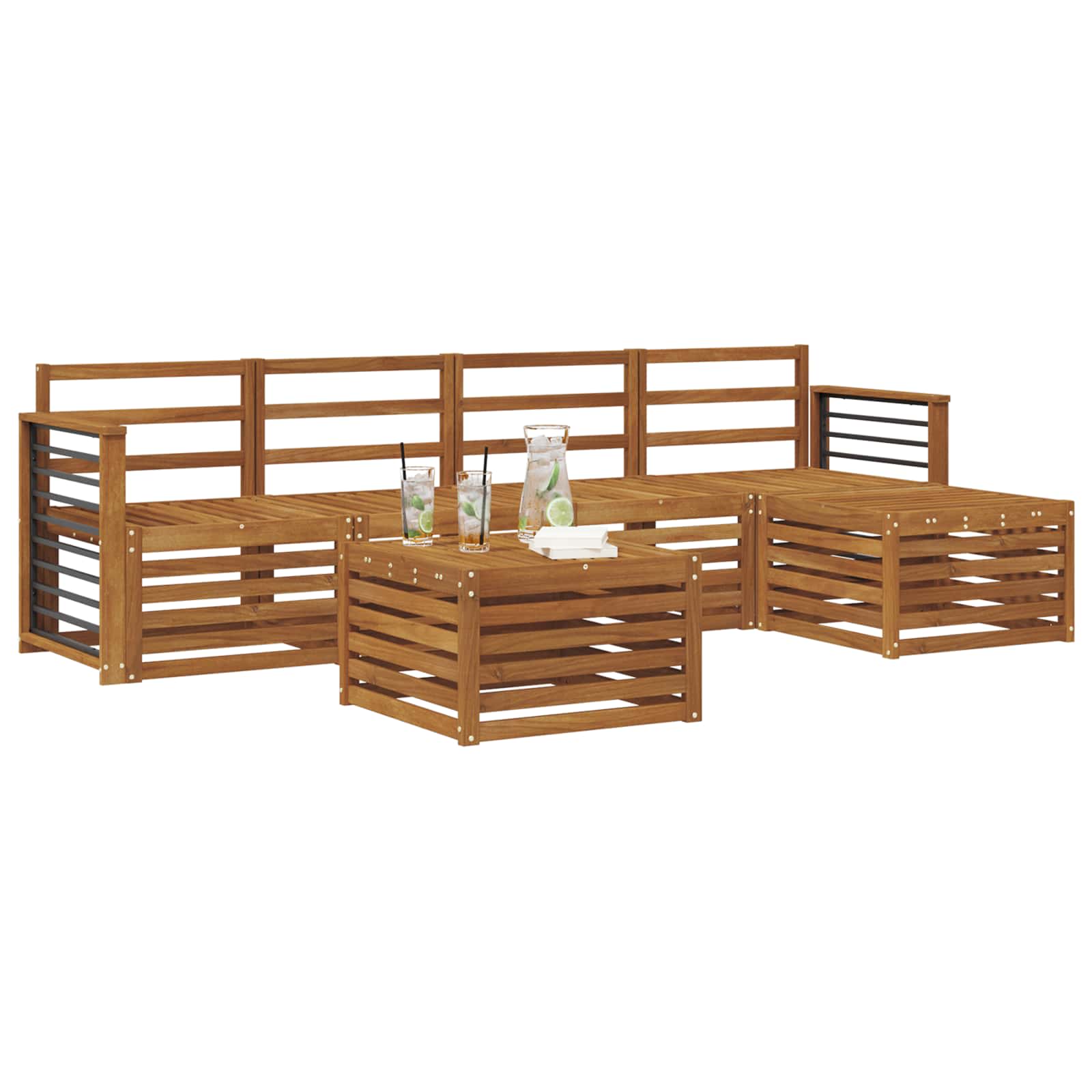 Sofagarnituren 6 pcs Natur Massivholz Akazie