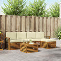 Outdoor-Sofagarnitur mit Kissen 6 pcs Natur und Creme