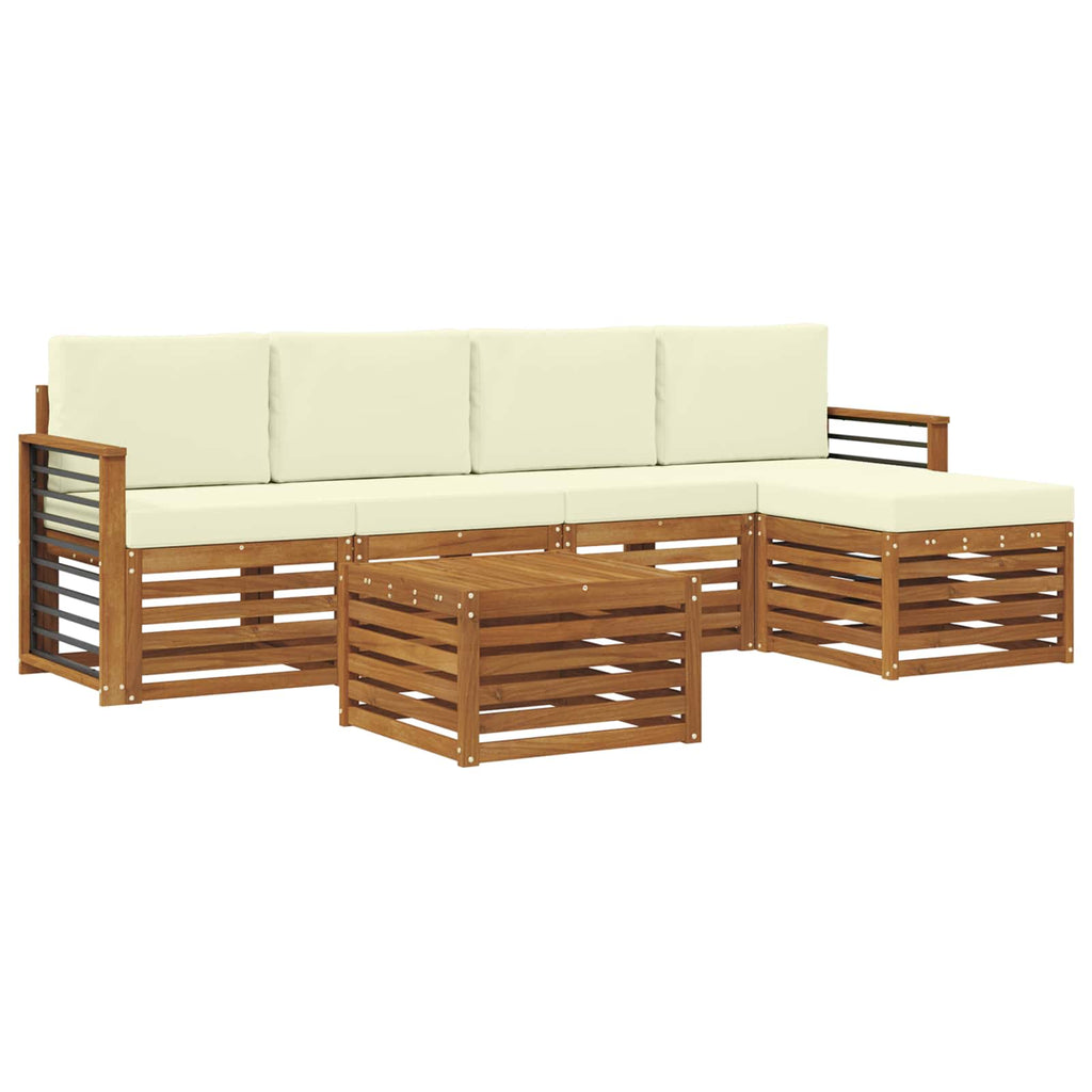 Outdoor-Sofagarnitur mit Kissen 6 pcs Natur und Creme