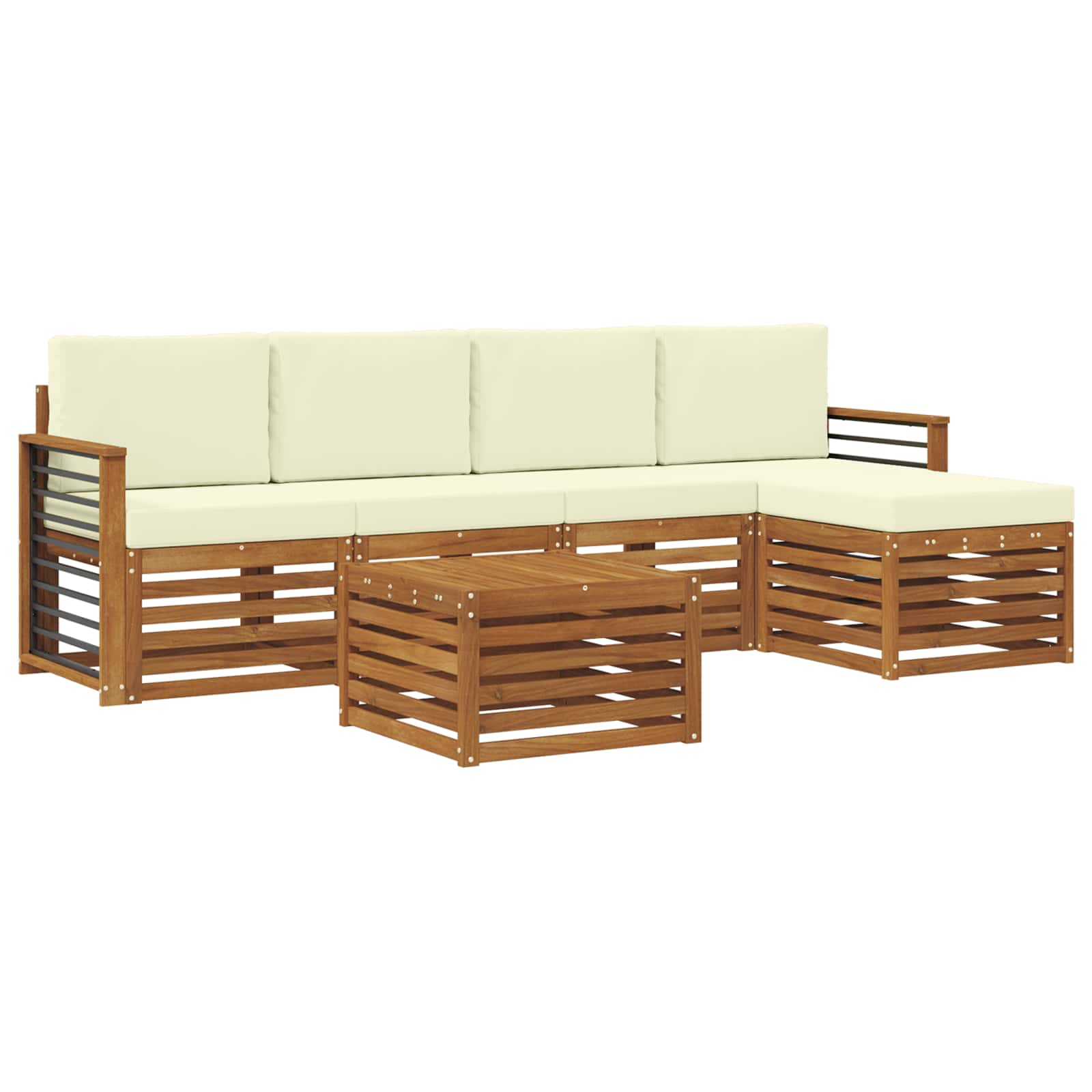 Outdoor-Sofagarnitur mit Kissen 6 pcs Natur und Creme