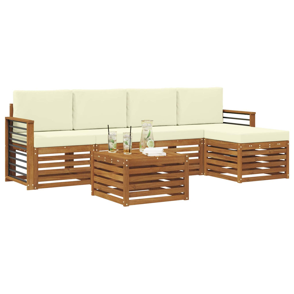 Outdoor-Sofagarnitur mit Kissen 6 pcs Natur und Creme