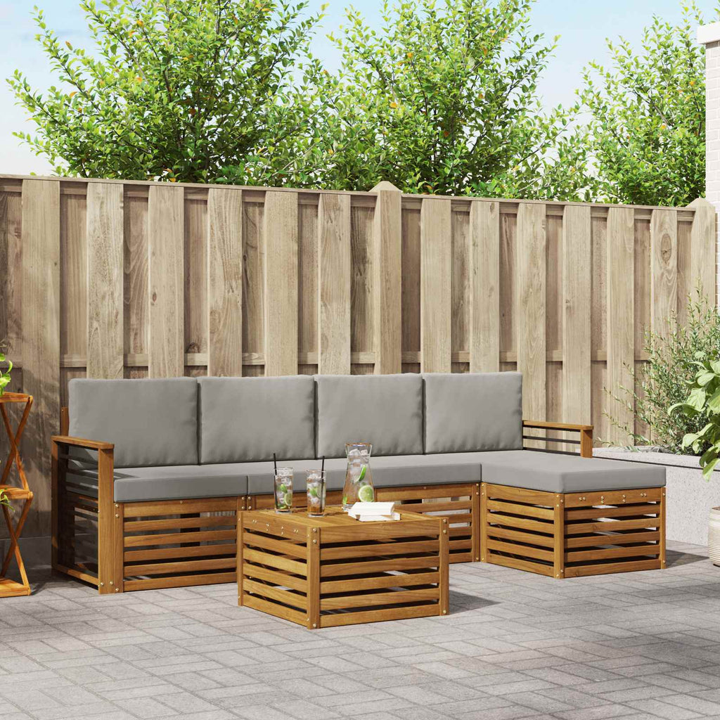 Outdoor-Sofagarnitur mit Kissen 6 pcs Natürlich und Hellgrau