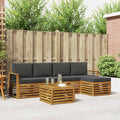 Outdoor-Sofagarnitur mit Kissen 6 pcs Natur und Anthrazit