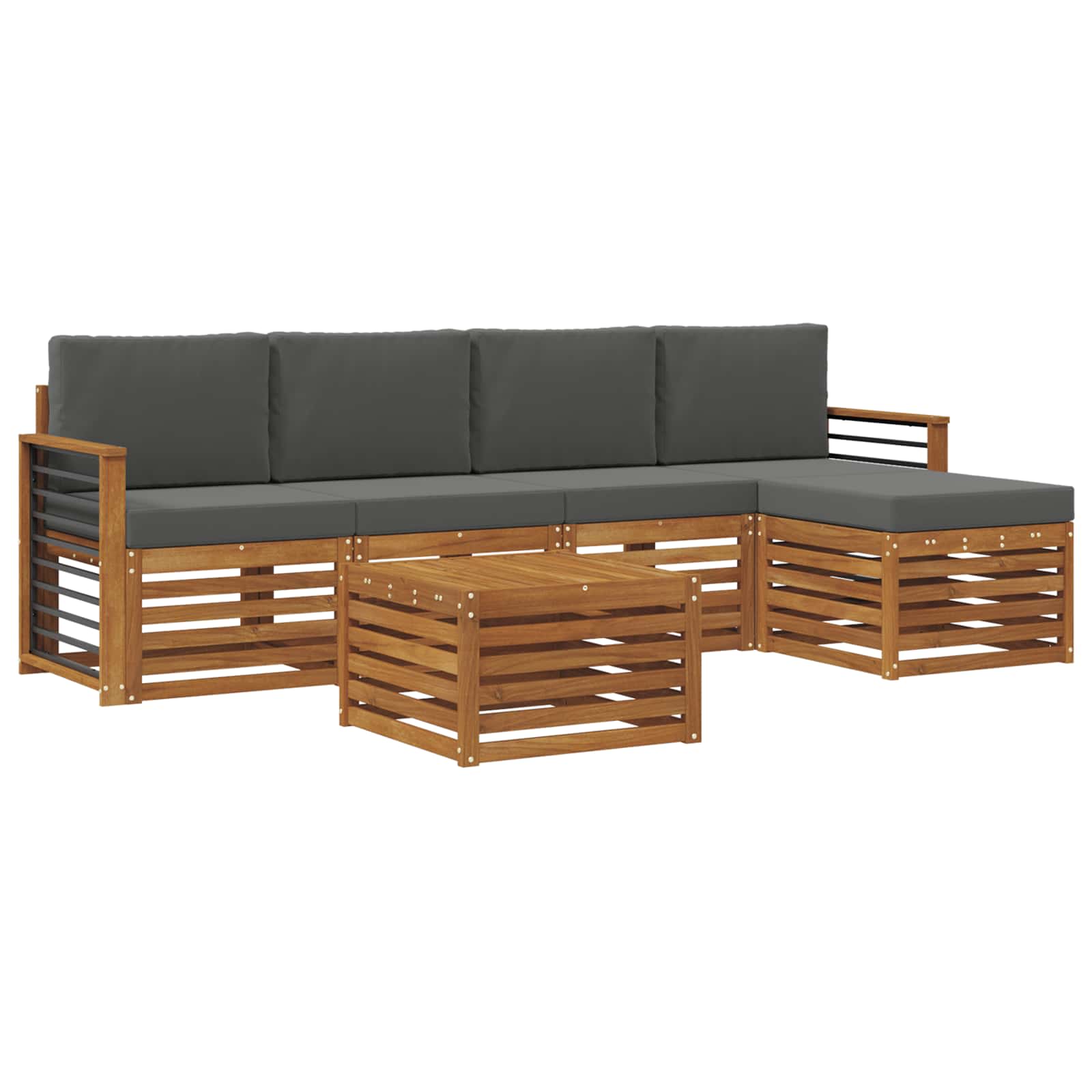 Outdoor-Sofagarnitur mit Kissen 6 pcs Natur und Anthrazit