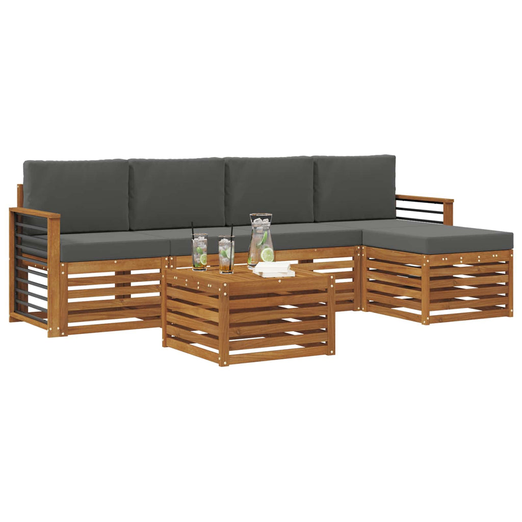 Outdoor-Sofagarnitur mit Kissen 6 pcs Natur und Anthrazit