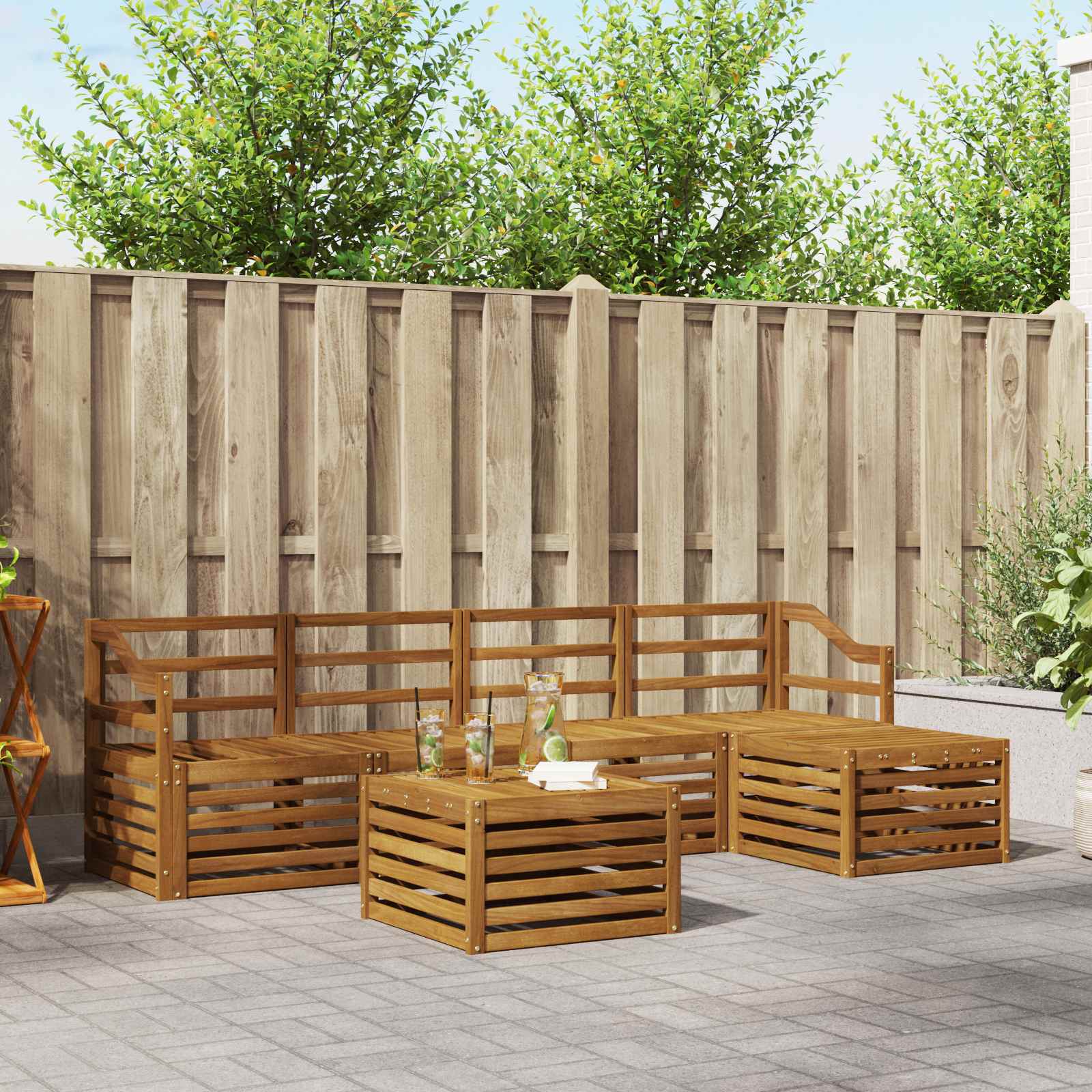 Outdoor-Sofagarnitur 6 pcs Natur