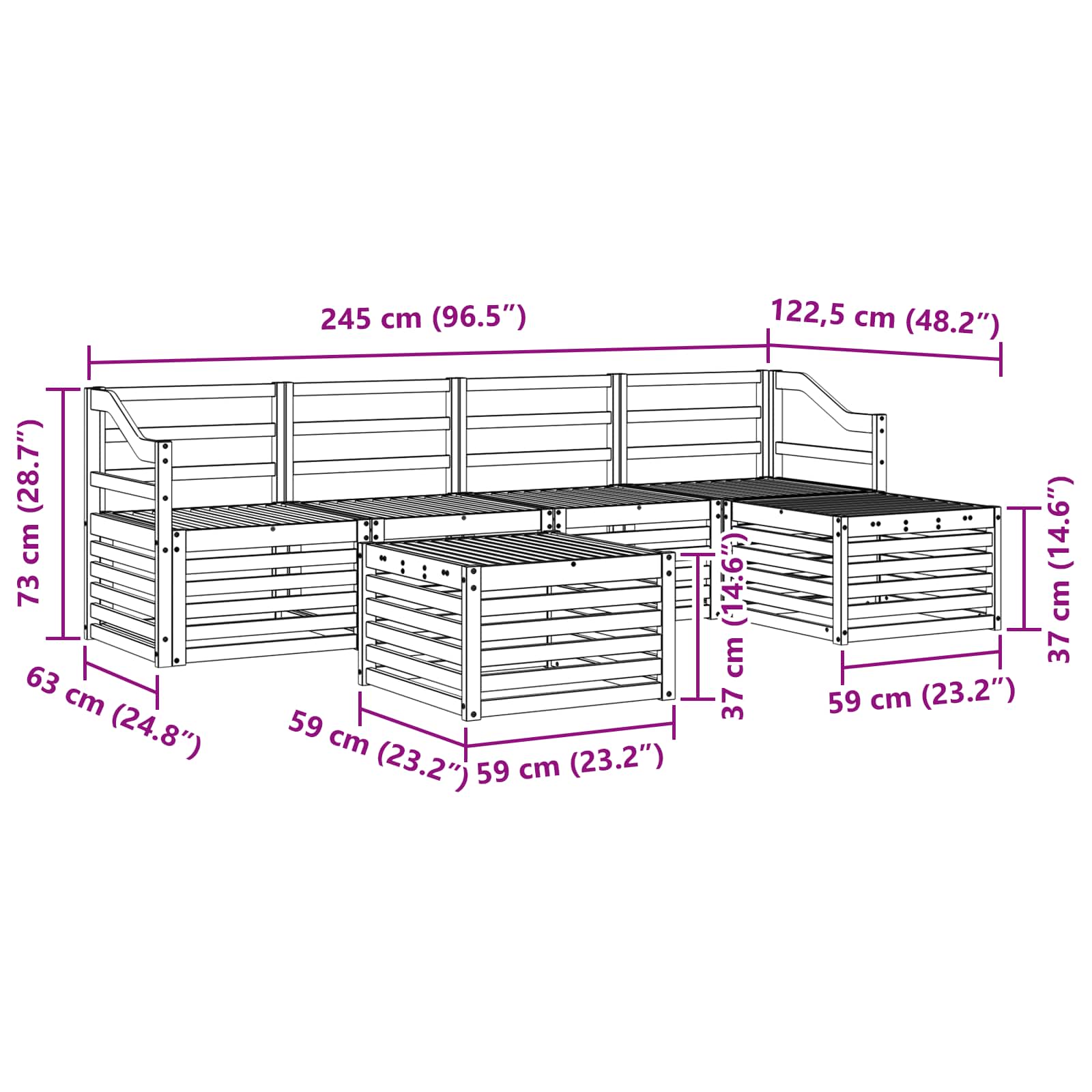 Outdoor-Sofagarnitur 6 pcs Natur