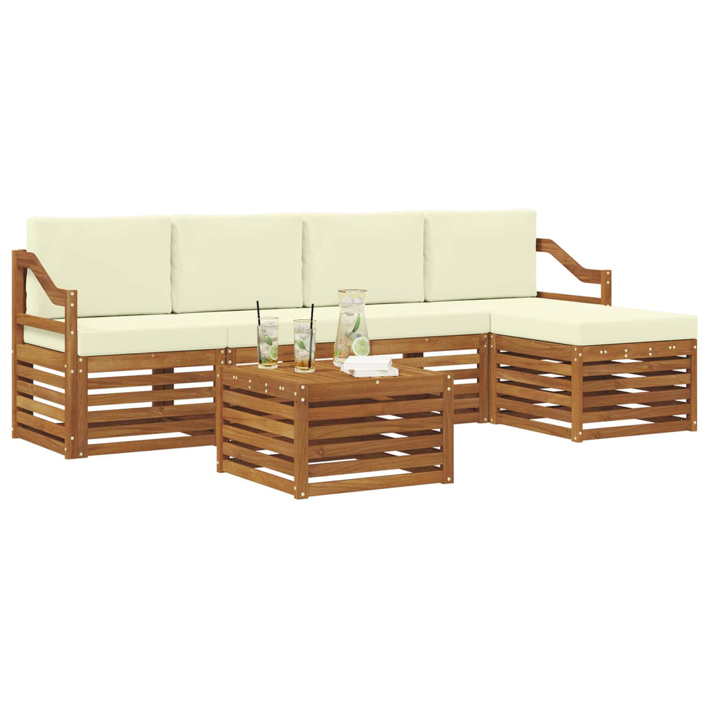 Outdoor-Sofagarnitur mit Kissen 6 pcs Natur und Creme