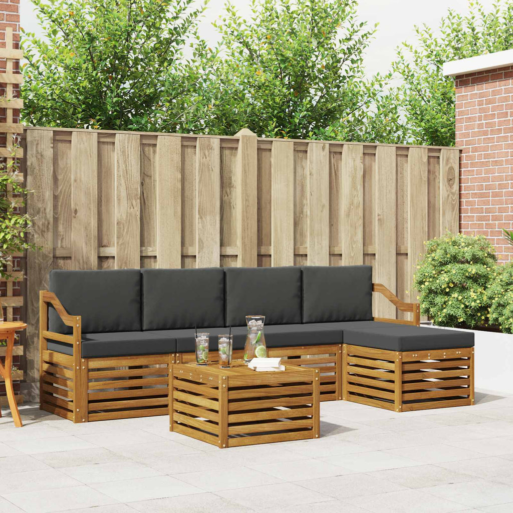 Outdoor-Sofagarnitur mit Kissen 6 pcs Natur und Anthrazit