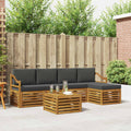 Outdoor-Sofagarnitur mit Kissen 6 pcs Natur und Anthrazit