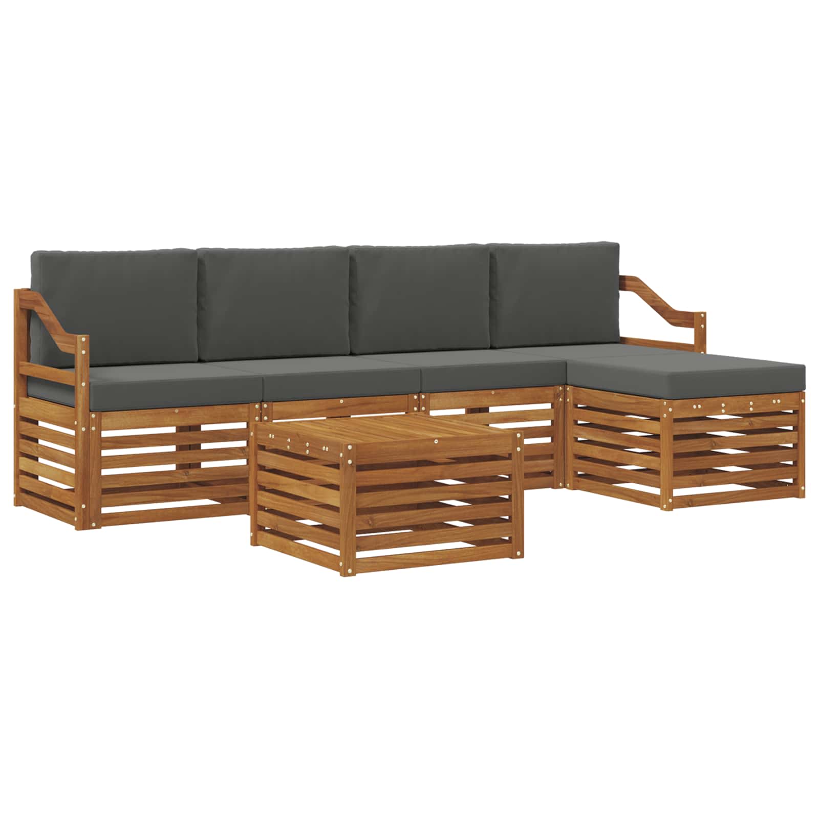 Outdoor-Sofagarnitur mit Kissen 6 pcs Natur und Anthrazit