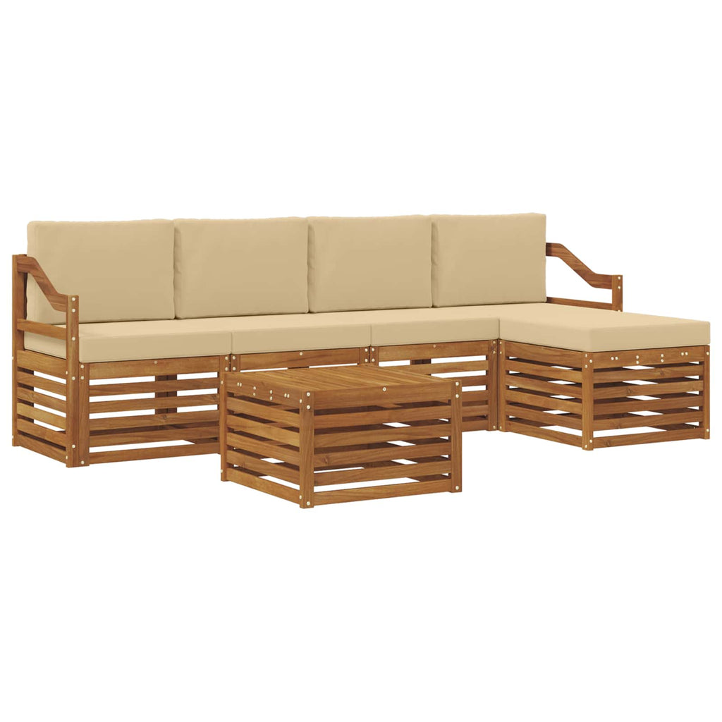 Outdoor-Sofagarnitur mit Kissen 6 pcs Natur und Beige