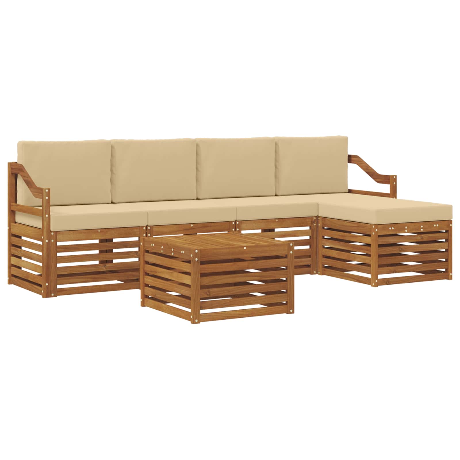 Outdoor-Sofagarnitur mit Kissen 6 pcs Natur und Beige