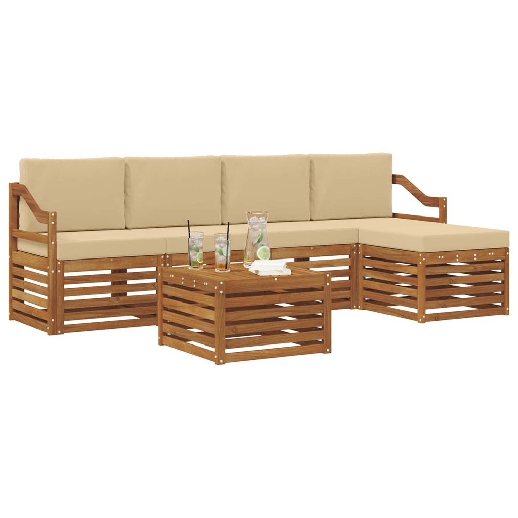 Outdoor-Sofagarnitur mit Kissen 6 pcs Natur und Beige